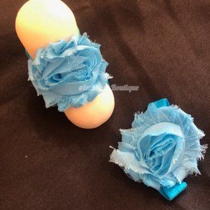 Turquoise Shabby Barefoot Sandals  BS449  Handmade NWT Boutique